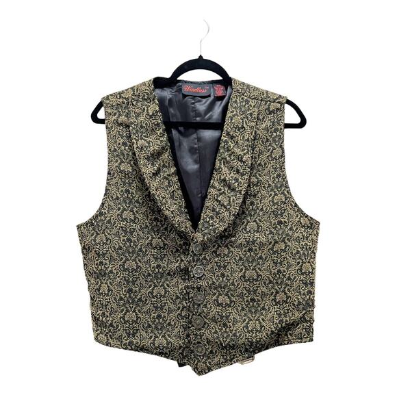 Vintage Windlass Baroque Suit Vest Gold Damask Royal Pattern Size Small - Picture 1 of 7